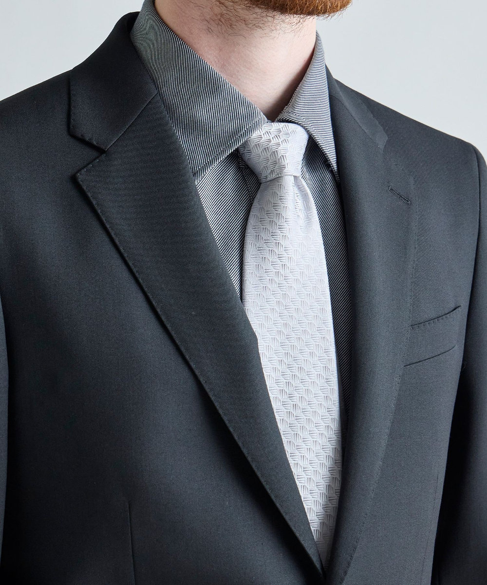 MEN'S BIGI 【TIE YOUR TIE /タイユアタイ】ジオメトリック柄ネクタイ シルバー