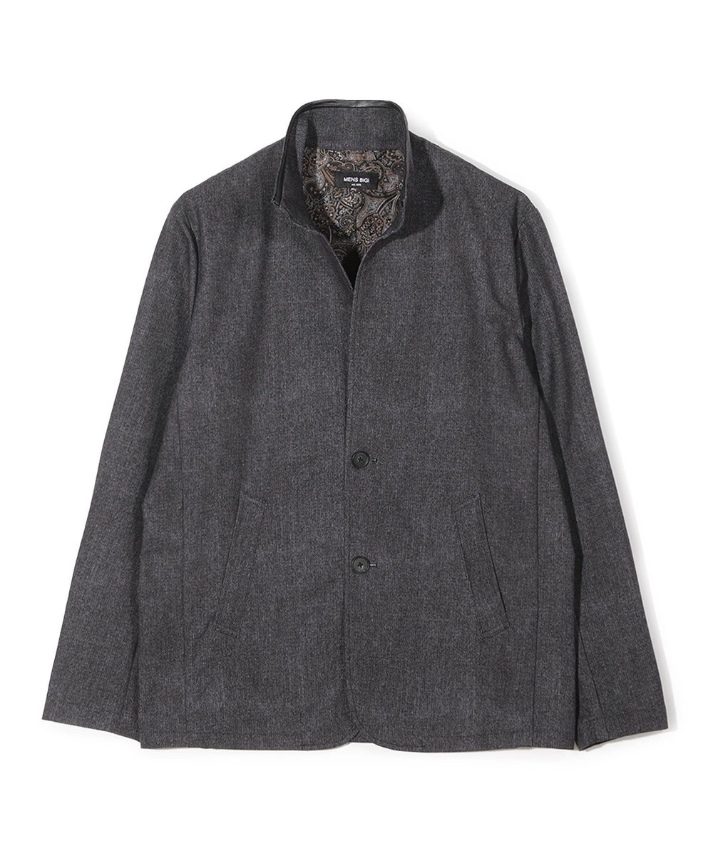 MEN'S BIGI ドットエアーヘリンボーンプリントスタンドカラージャケット＜保温/透湿/撥水/防シワ/ストレッチ＞ ブラック系その他