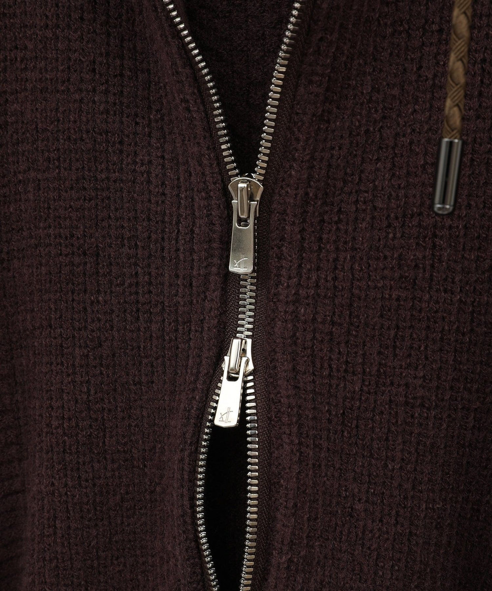 MEN'S BIGI ケーブルニットパーカー ブラウン