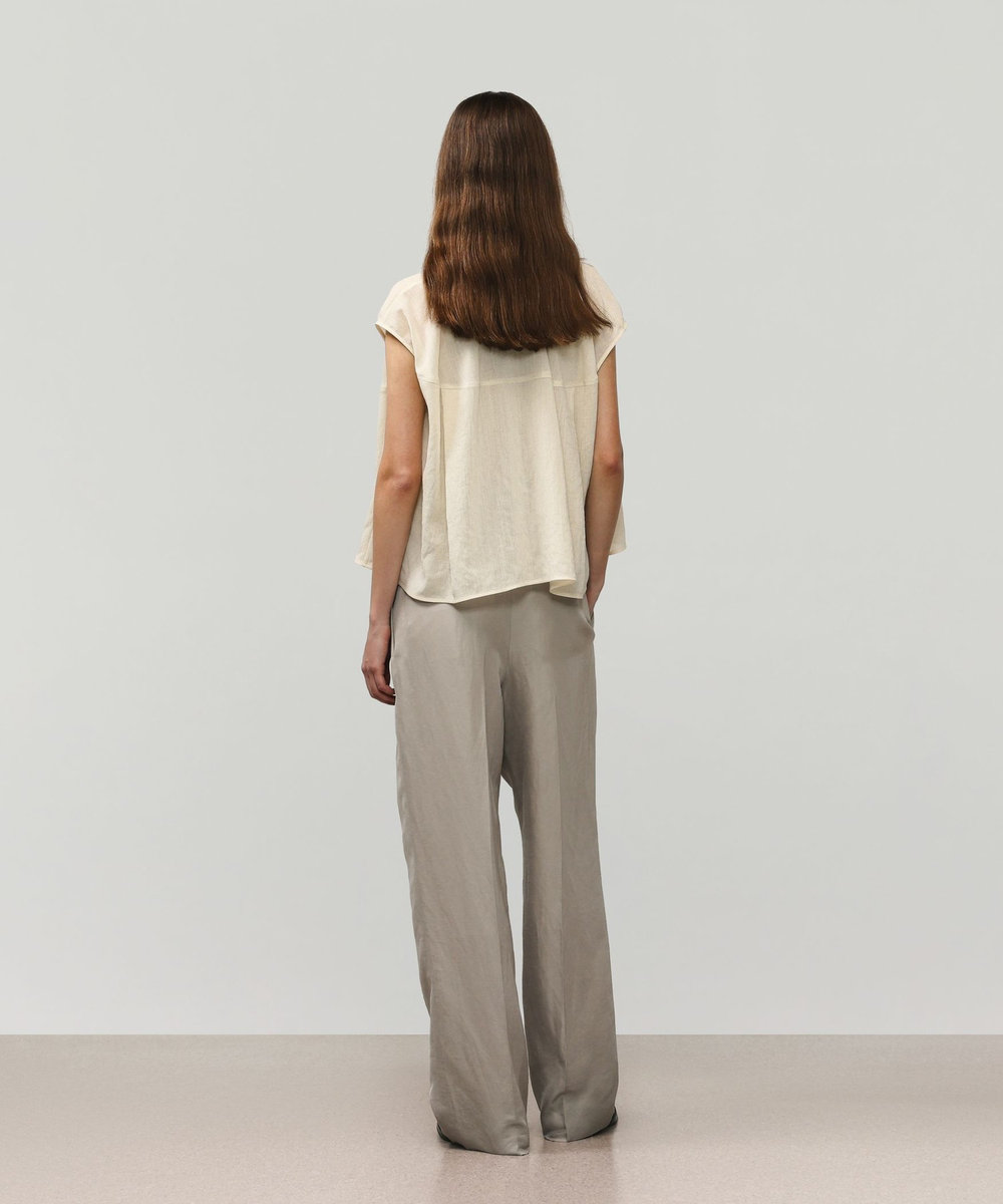 DÉPAREILLÉ TRIACETATE SLUB FRENCH SLEEVE BLOUSE /トリアセテートスラブフレンチスリーブブラウス ベージュ