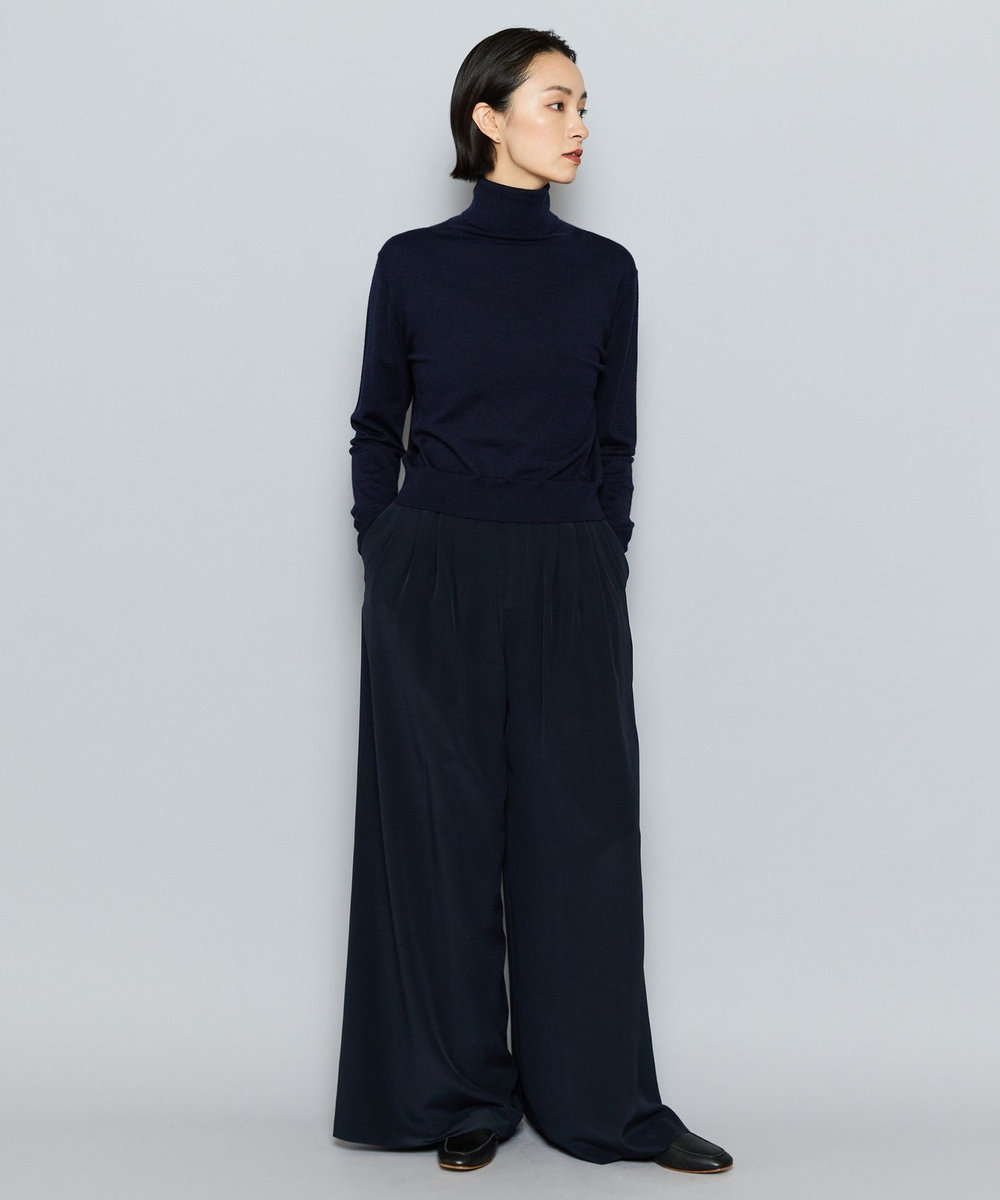L'EQUIPE COUTURIER カシミヤシルクHGニットハイネックプルオーバー ダークネイビー