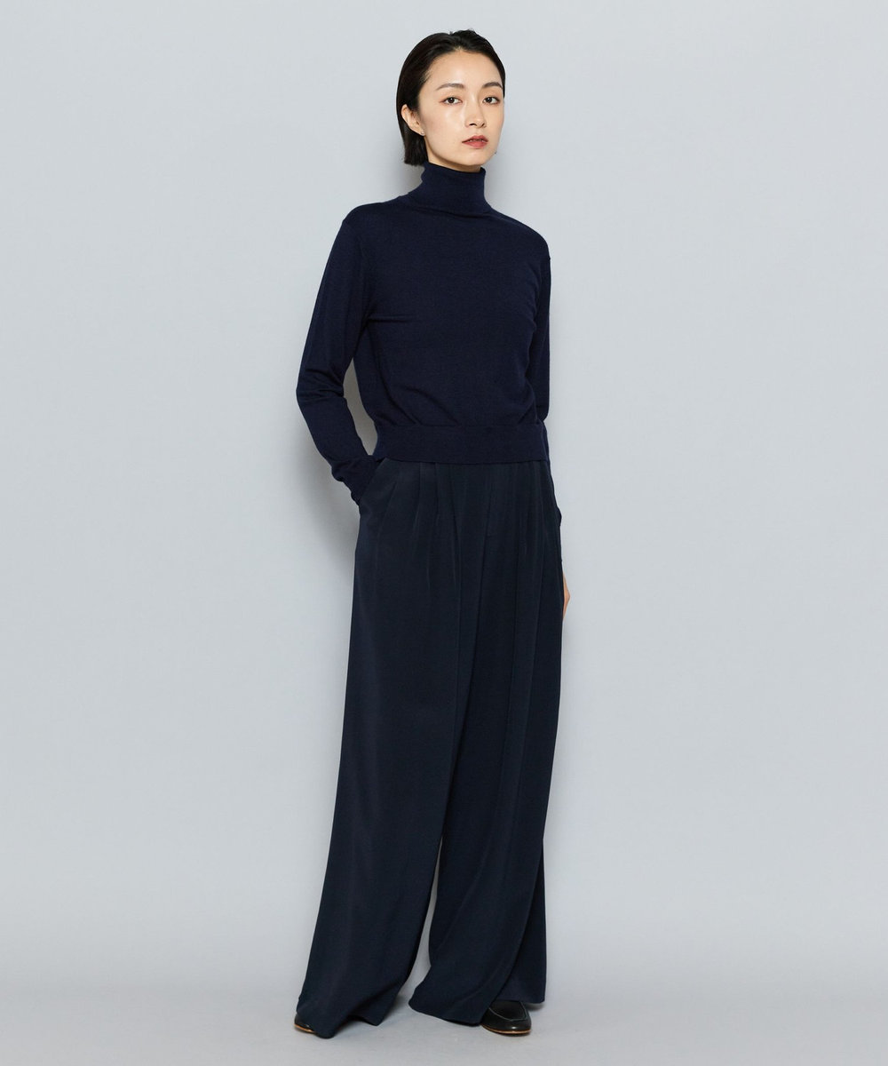 L'EQUIPE COUTURIER カシミヤシルクHGニットハイネックプルオーバー ダークネイビー