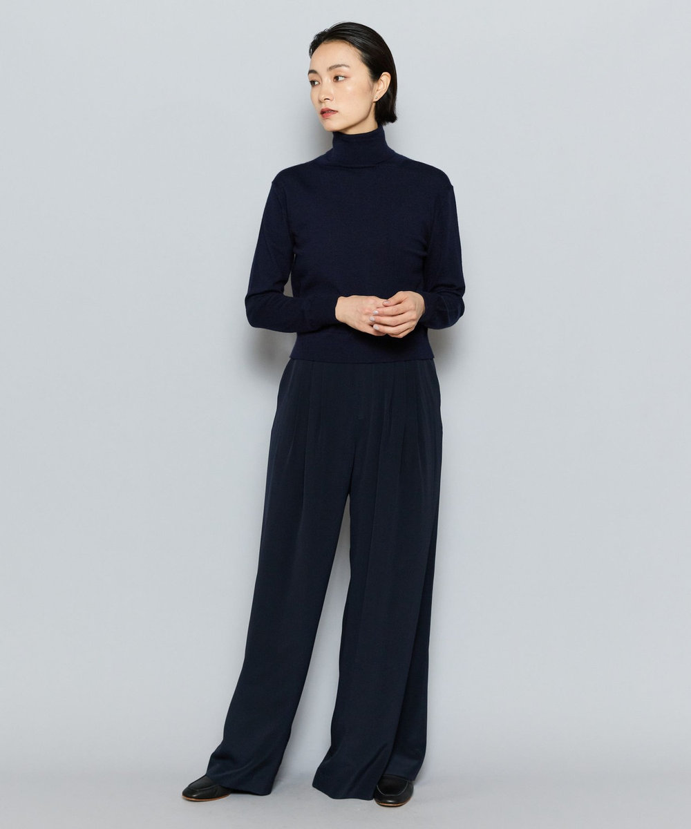 L'EQUIPE COUTURIER カシミヤシルクHGニットハイネックプルオーバー ダークネイビー