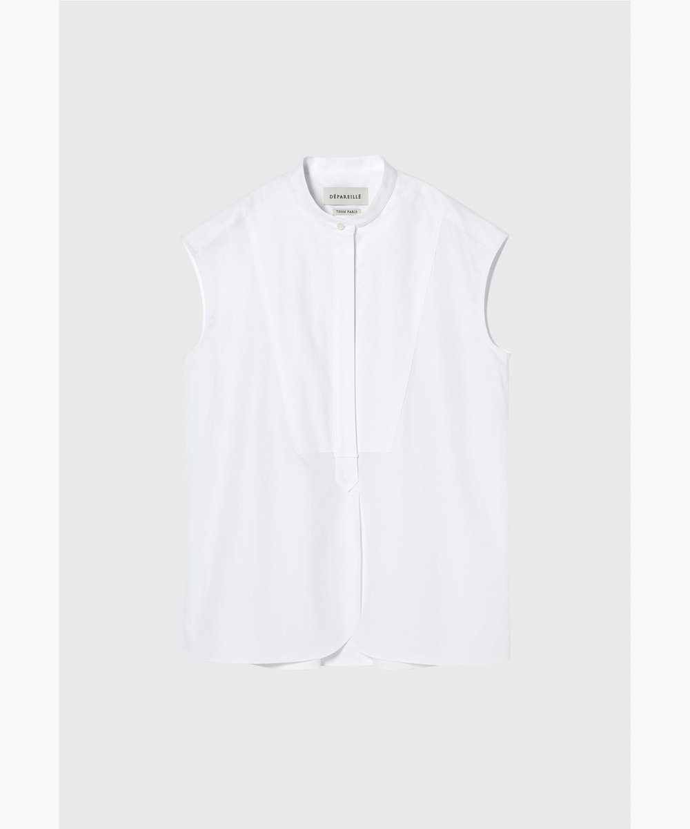 DÉPAREILLÉ TYPEWRITER BOW NO SLEEVE BLOUSE / タイプライターボウノースリーブブラウス ホワイト