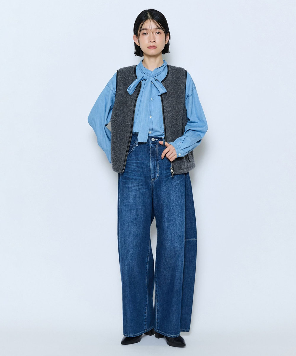 feerique feerique 3OZデニムボウタイブラウス サックスブルー