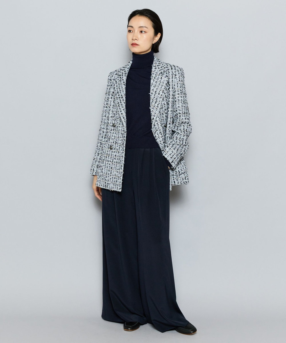 L'EQUIPE COUTURIER カシミヤシルクHGニットハイネックプルオーバー ダークネイビー