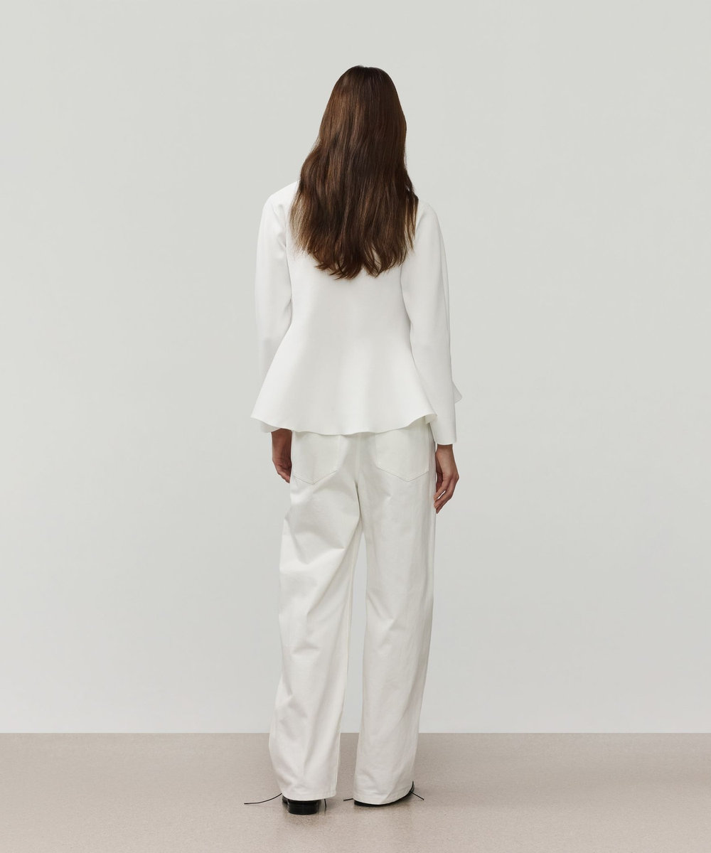 DÉPAREILLÉ POLYESTER JERSEY FLARE TOPS / ポリエステルジャージーフレアトップス オフホワイト