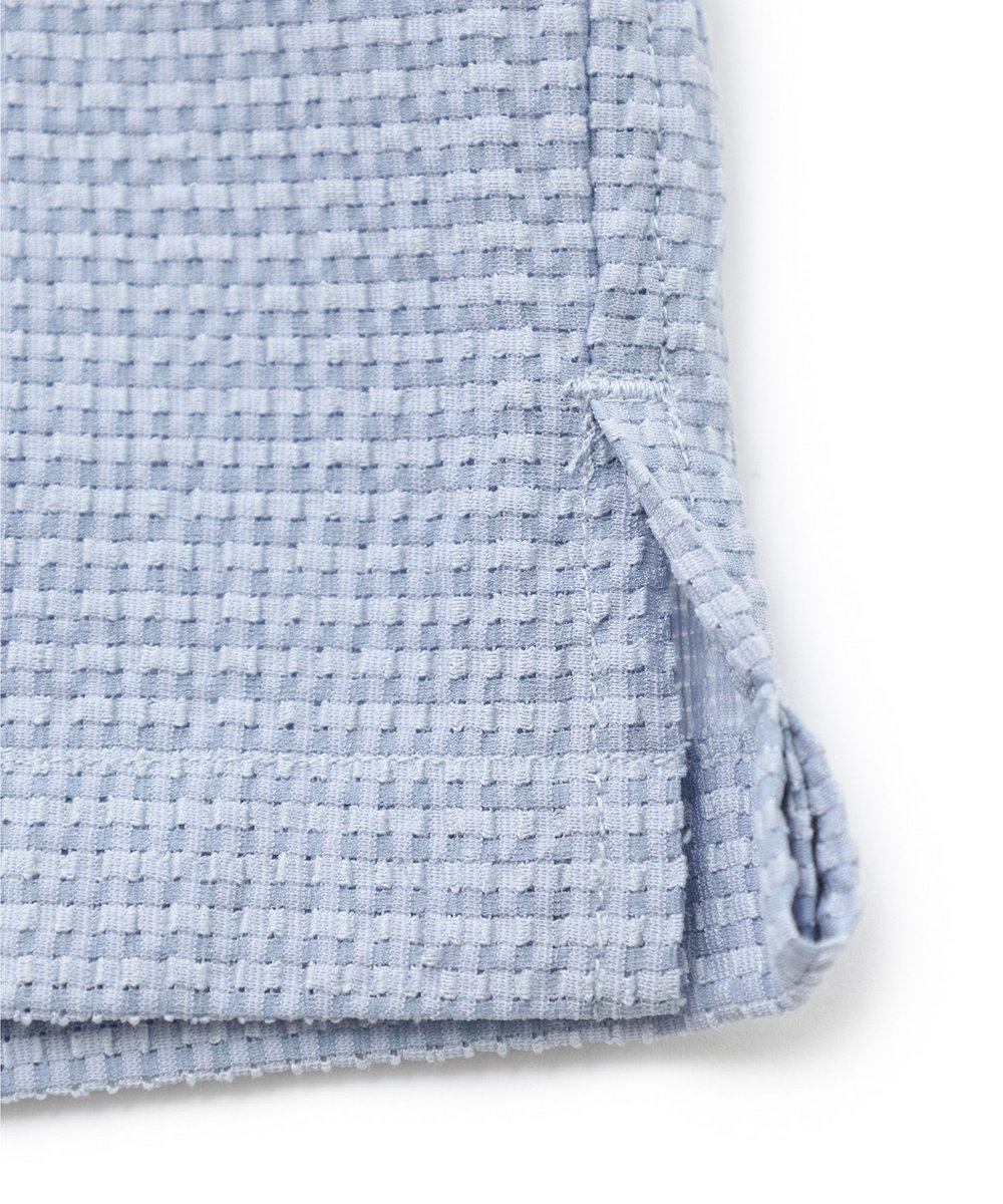 MEN'S BIGI ストレッチサッカー七分袖シャツ＜ストレッチ/通気性＞ サックスブルー