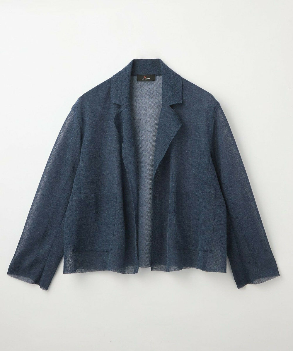 L'EQUIPE ［eclat 2026年5月号掲載商品］麻ポリエステルニットジャケット ブルー