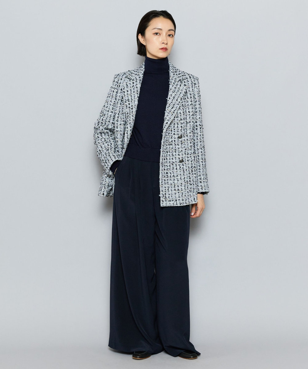 L'EQUIPE COUTURIER カシミヤシルクHGニットハイネックプルオーバー ダークネイビー