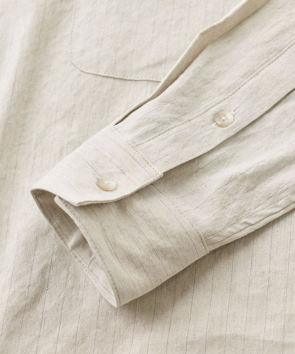 MEN'S BIGI SMART MERINO/ヴィスコースリネン オープンカラーシャツ＜軽量/通気性＞＜ストレッチ＞ ベージュ