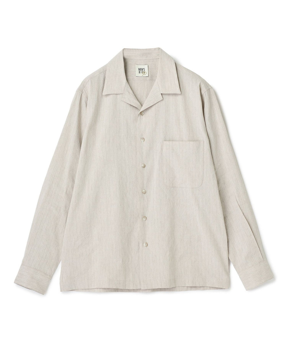 MEN'S BIGI SMART MERINO/ヴィスコースリネン オープンカラーシャツ＜軽量/通気性＞＜ストレッチ＞ ベージュ