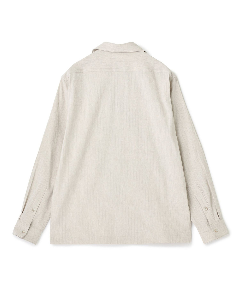 MEN'S BIGI SMART MERINO/ヴィスコースリネン オープンカラーシャツ＜軽量/通気性＞＜ストレッチ＞ ベージュ