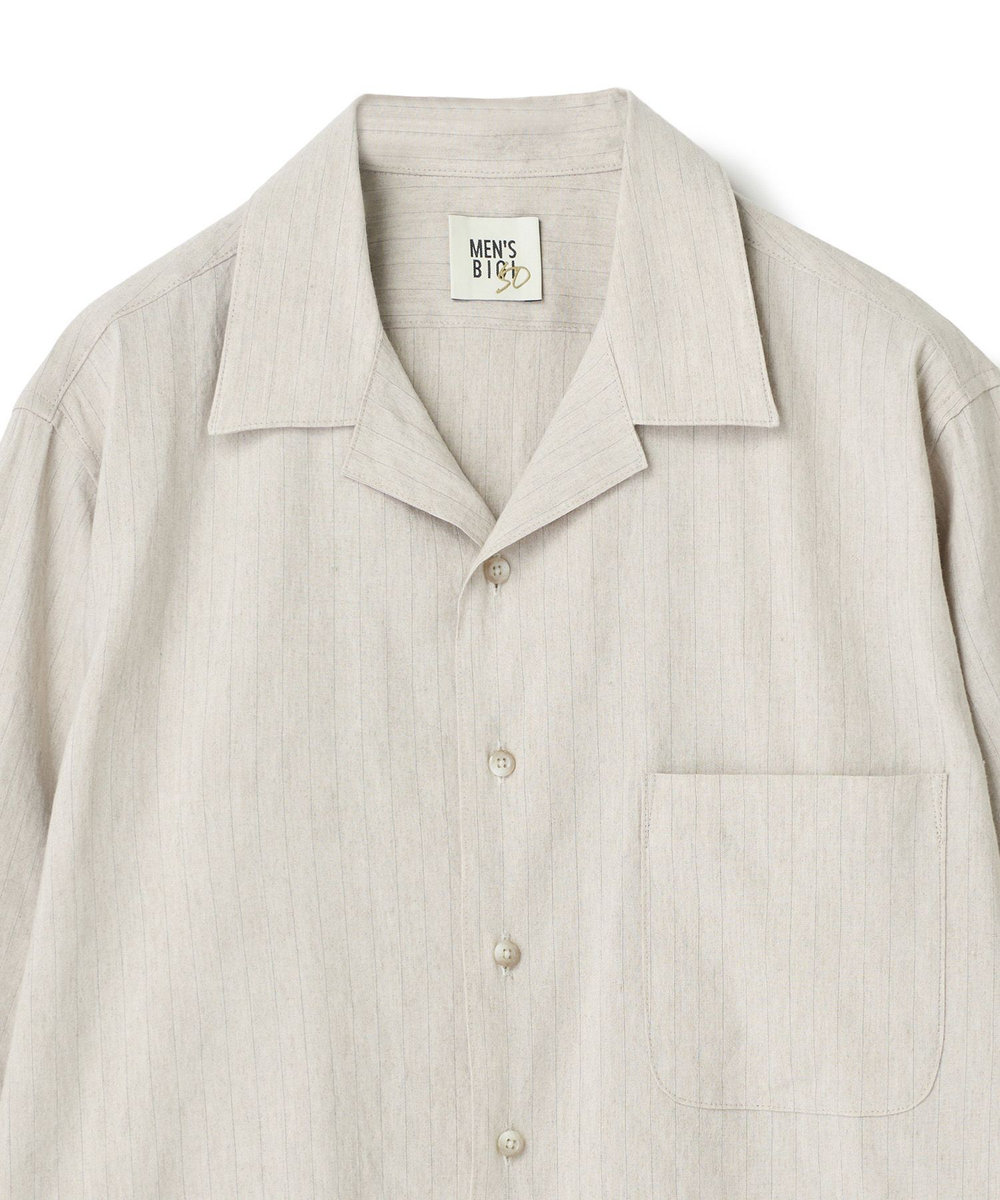 MEN'S BIGI SMART MERINO/ヴィスコースリネン オープンカラーシャツ＜軽量/通気性＞＜ストレッチ＞ ベージュ