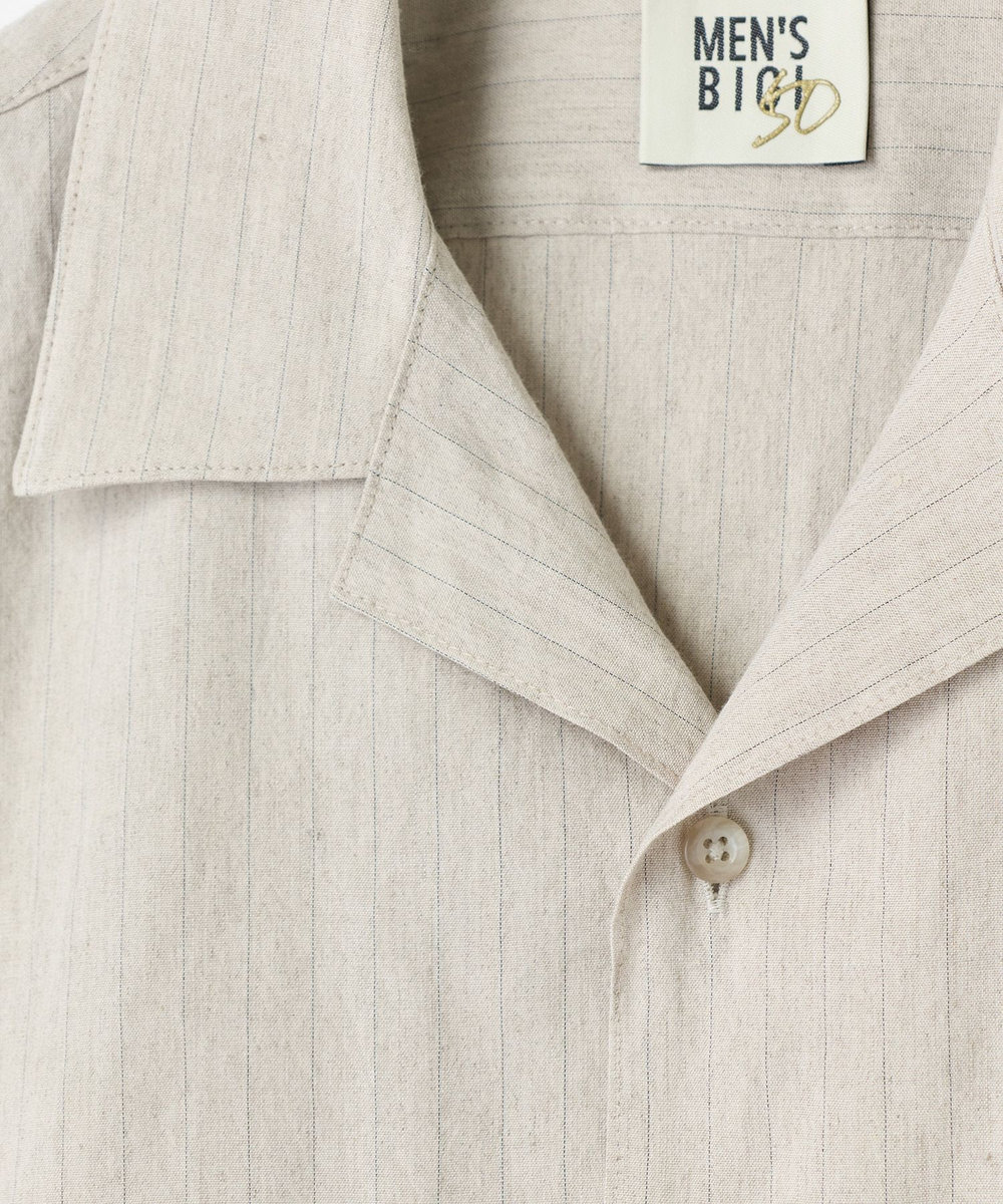 MEN'S BIGI SMART MERINO/ヴィスコースリネン オープンカラーシャツ＜軽量/通気性＞＜ストレッチ＞ ベージュ