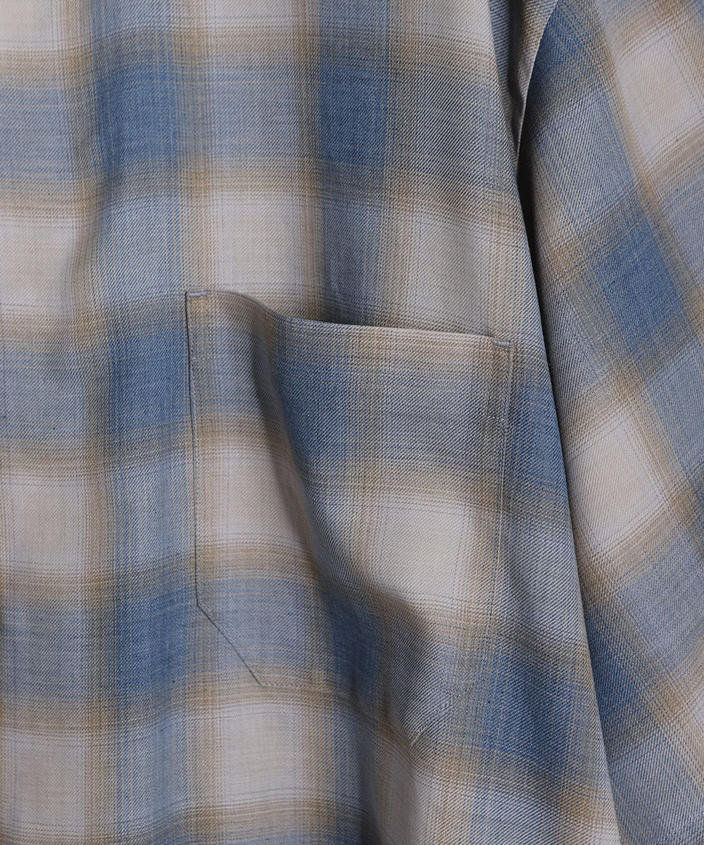 MEN'S BIGI シアーチェックビッグシルエットシャツ ブルー