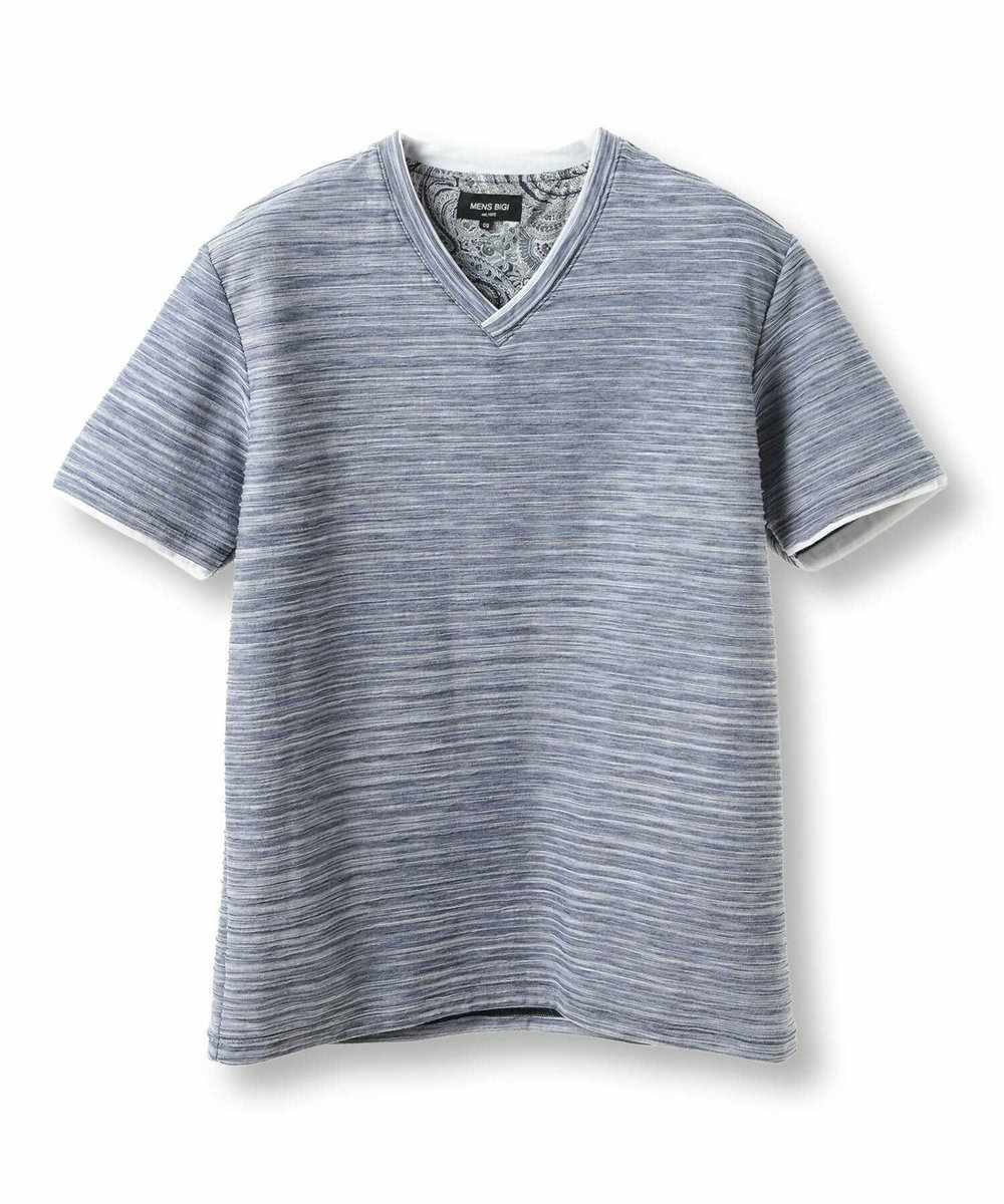 MEN'S BIGI スラブタック天竺素材Tシャツ＜吸水速乾＞ ネイビー