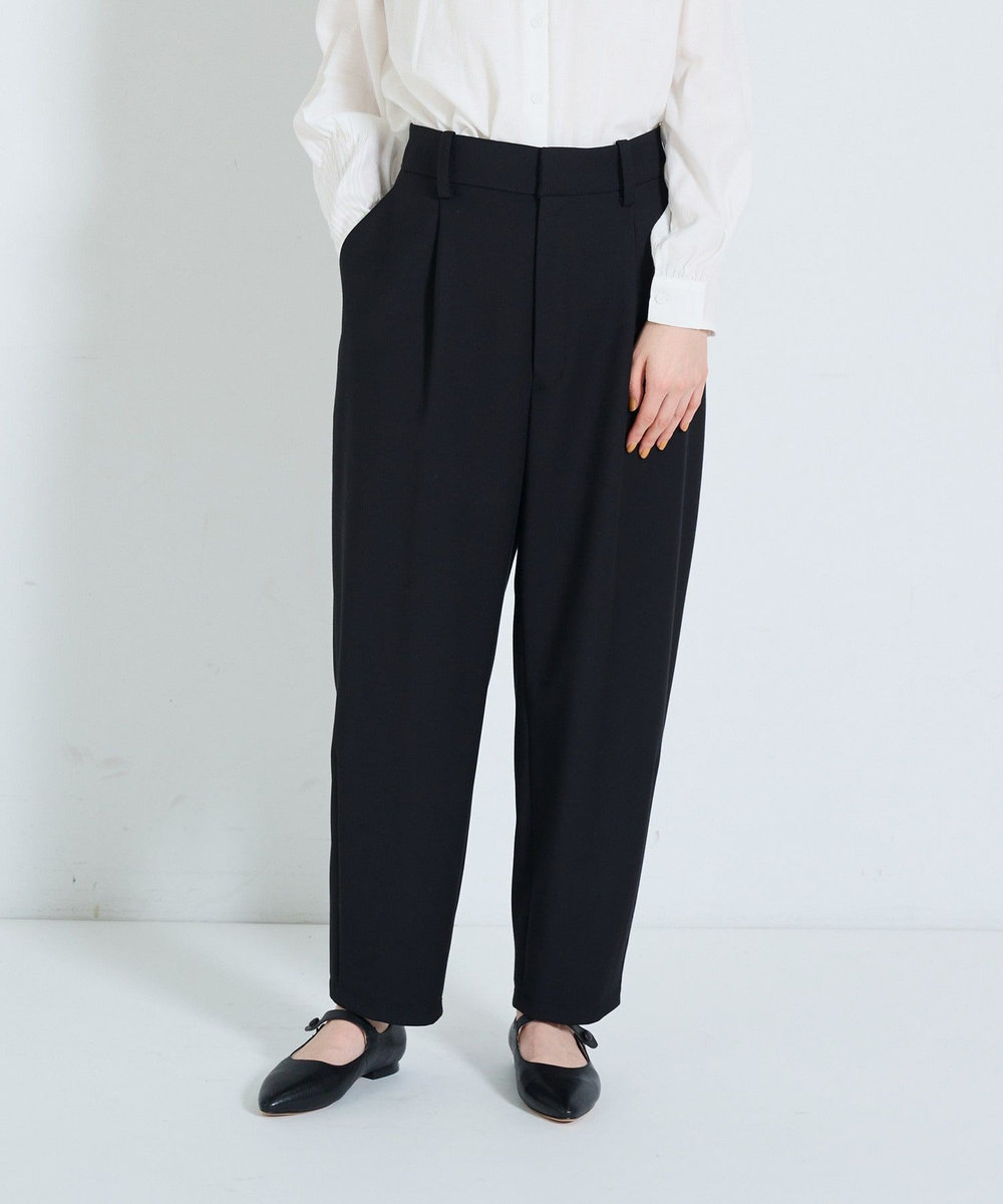 ADIEU TRISTESSE ダブルクロスワンタックテーパードパンツ ブラック