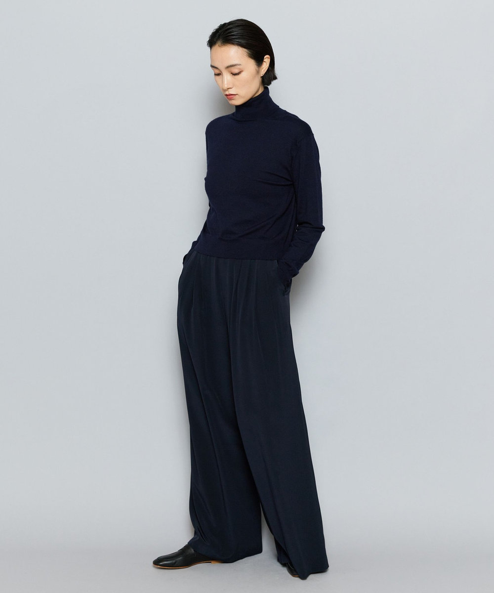 L'EQUIPE COUTURIER カシミヤシルクHGニットハイネックプルオーバー ダークネイビー
