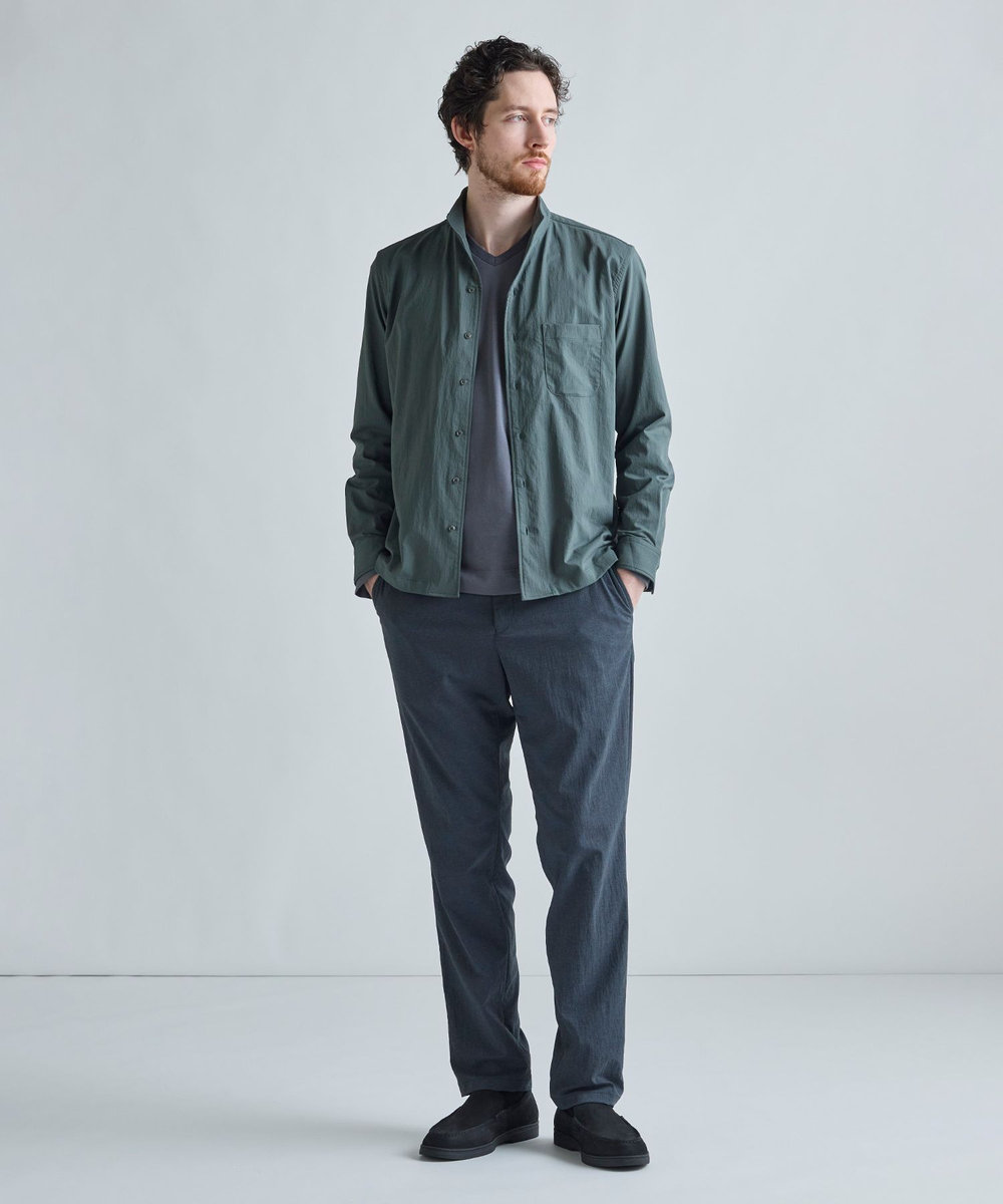 MEN'S BIGI アクティブテーラー シルケットスムース VネックロングTシャツ［シルケット加工/抗菌防臭/帯電防止］ グレー