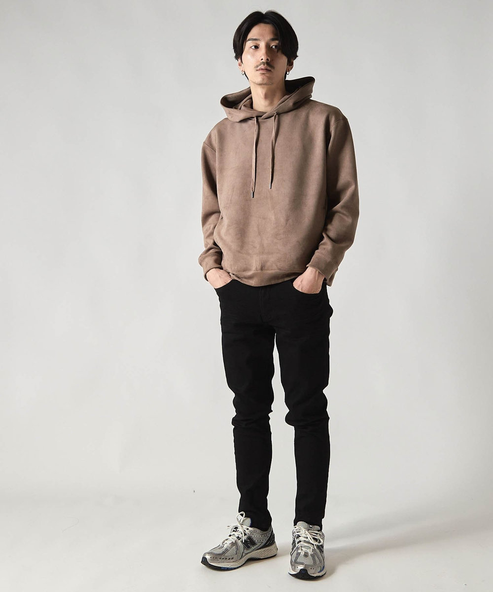 UNION STATION ＊WEB限定 フェイクスエード リラックスフィットフーディ ベージュ