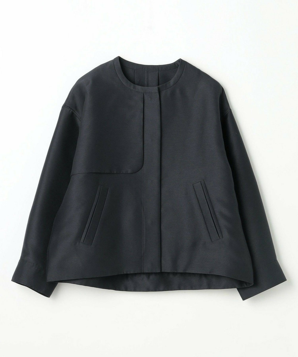 MOGA Lサイズ（大きいサイズ） 【大きいサイズ】シャイニーダブルクロスノーカラーブルゾン ネイビー