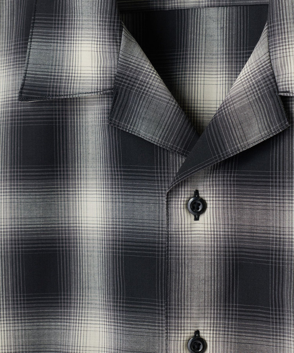 MEN'S BIGI SMART MERINO/ヴィスコースリネン オープンカラーシャツ＜軽量/通気性＞＜ストレッチ＞ ブラック系その他