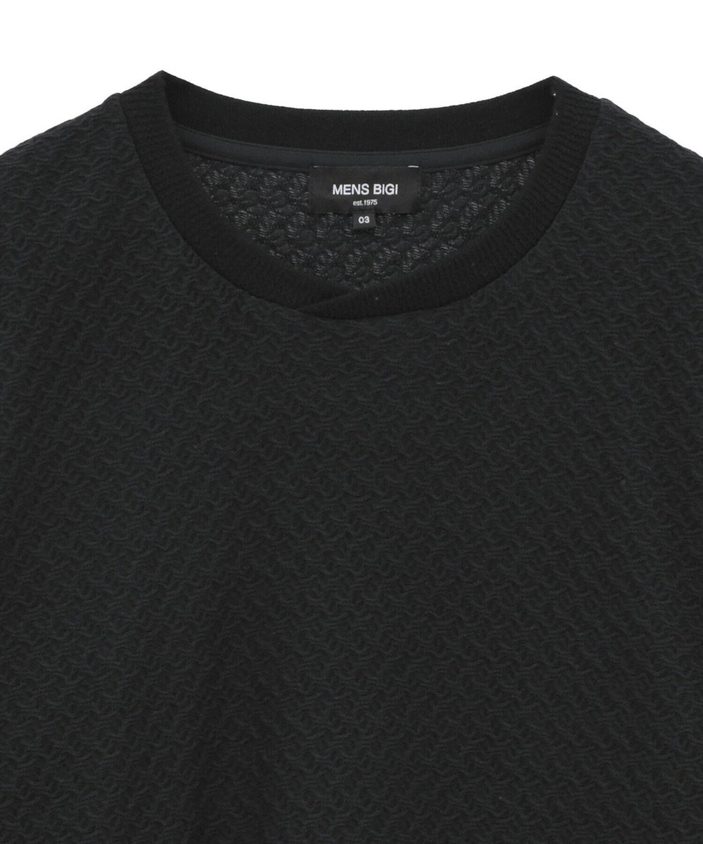 MEN'S BIGI シャーリングジャカードロングスリーブTシャツ ブラック