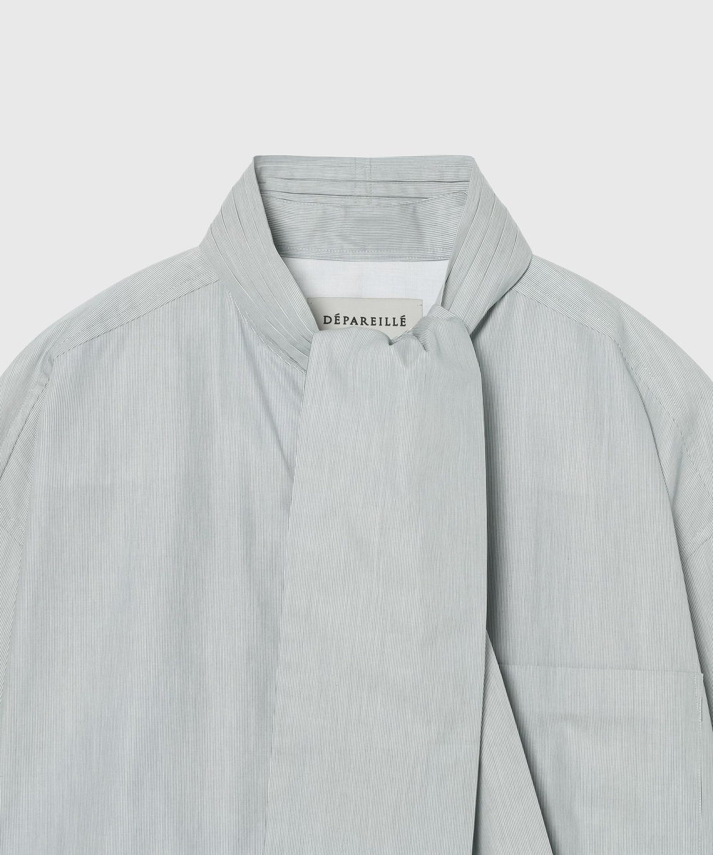 DÉPAREILLÉ PINSTRIPE BOW SHIRT / ピンストライプボウシャツ グリーン