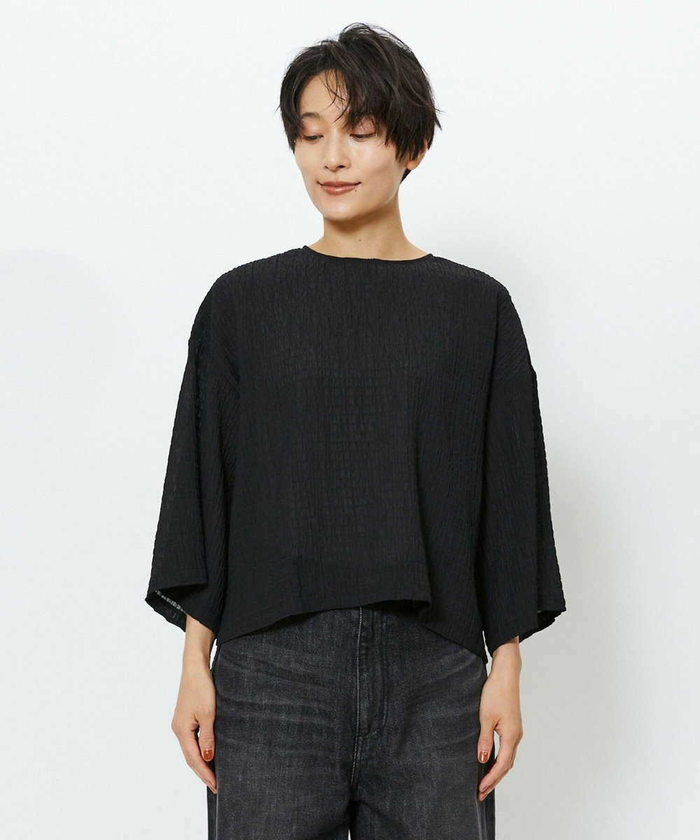 feerique feerique　シャーリングクロスブラウス ブラック