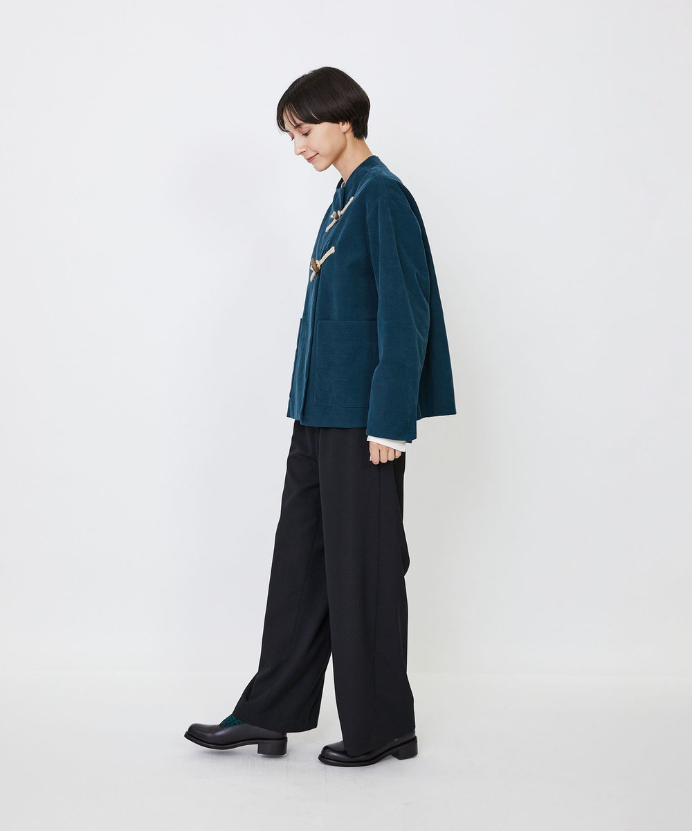 LOISIR コットン細コールジャケット グリーン