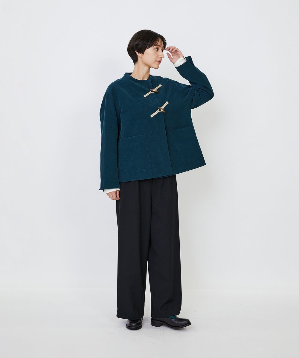 LOISIR コットン細コールジャケット グリーン