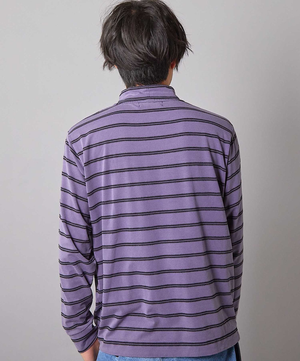 UNION STATION フェードジャガードボーダー モックネックTシャツ パープル