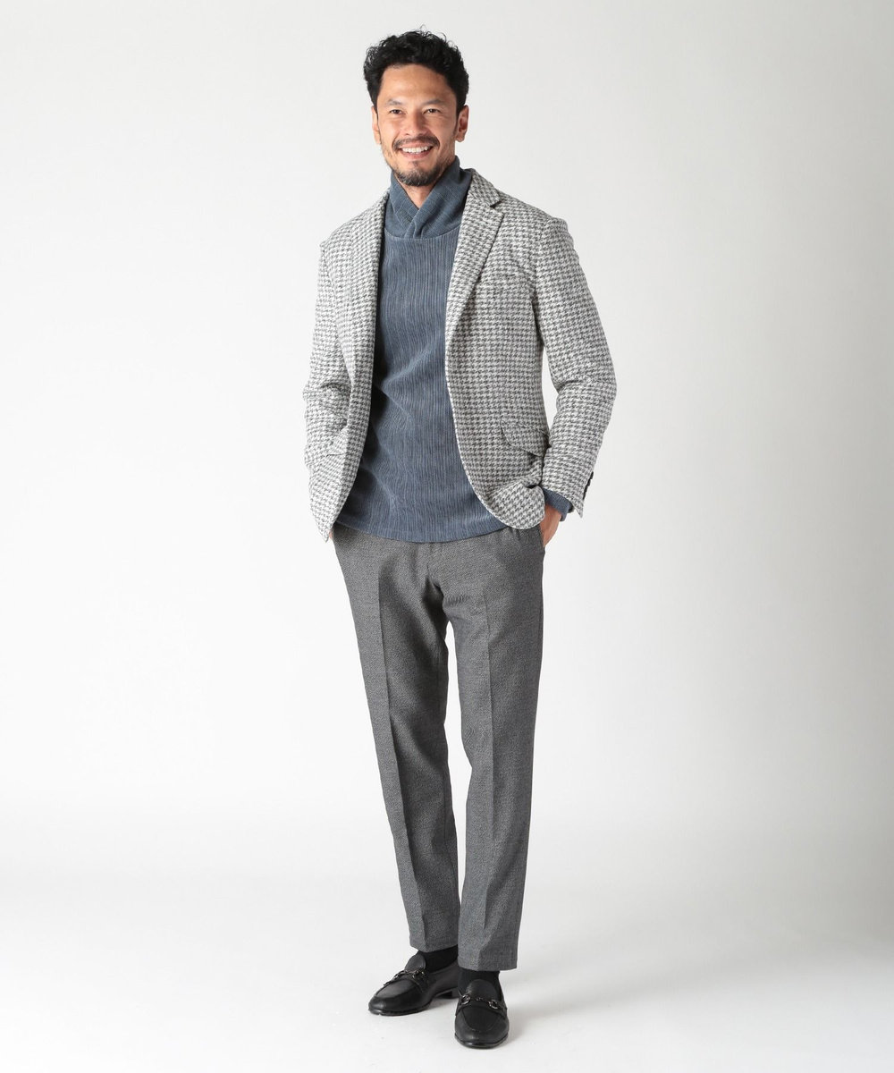 MEN'S BIGI 【ACTIVE TAILOR】ソフトサーモ混ツイードツイルパンツ ライトグレー