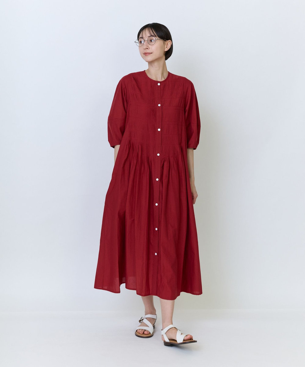 LOISIR インドコットンキャンブリックワンピース レッド