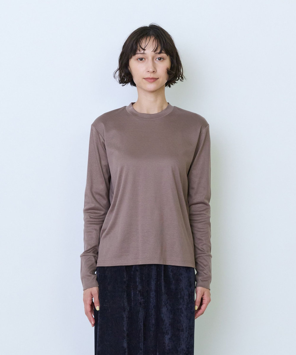 LOISIR フライス編みクルーネックプルオーバー ブラウン