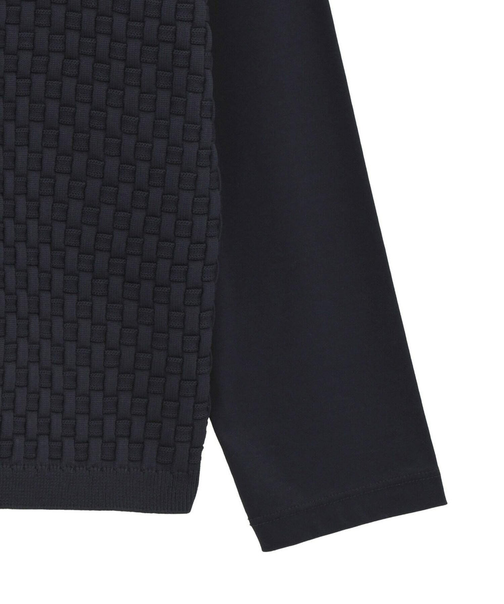 MEN'S BIGI ニットコンビ モックネック長袖Tシャツ ネイビー