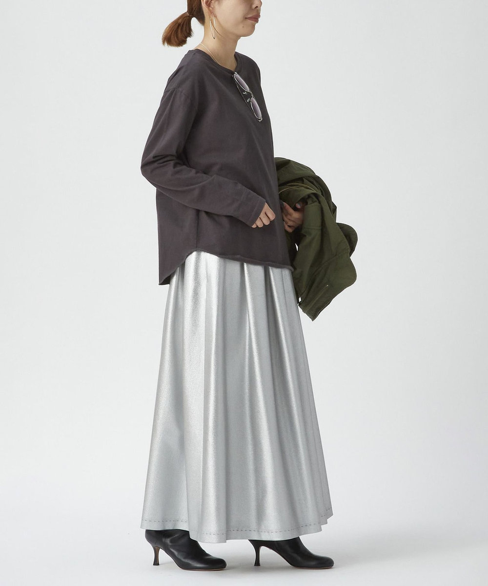 1er Arrondissement メタリックツイルスカート シルバー