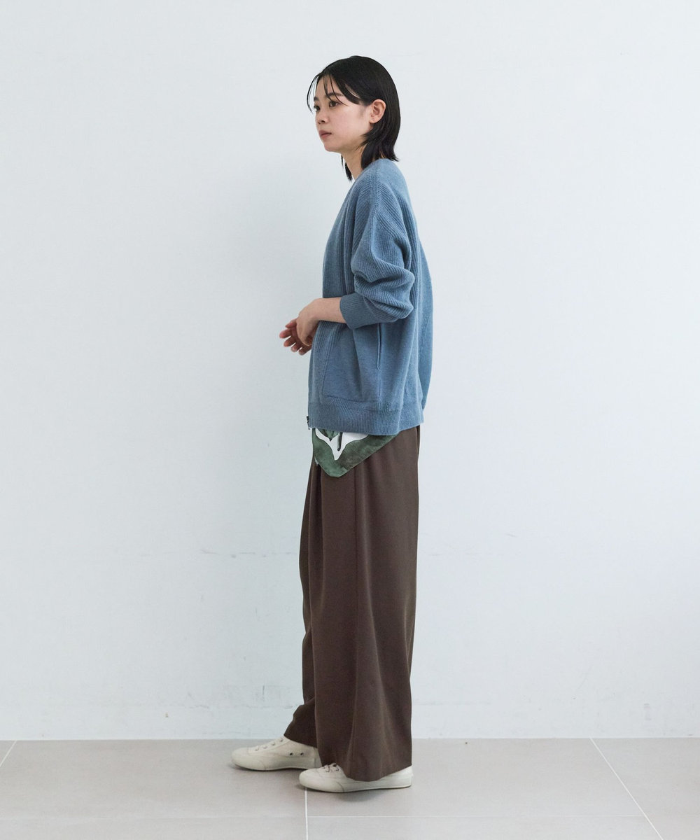 LOISIR エステルウールサキソニーワイドパンツ ブラウン系その他