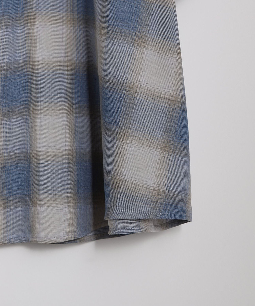 MEN'S BIGI シアーチェックビッグシルエットシャツ ブルー