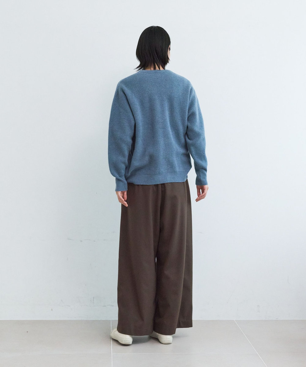 LOISIR エステルウールサキソニーワイドパンツ ブラウン系その他