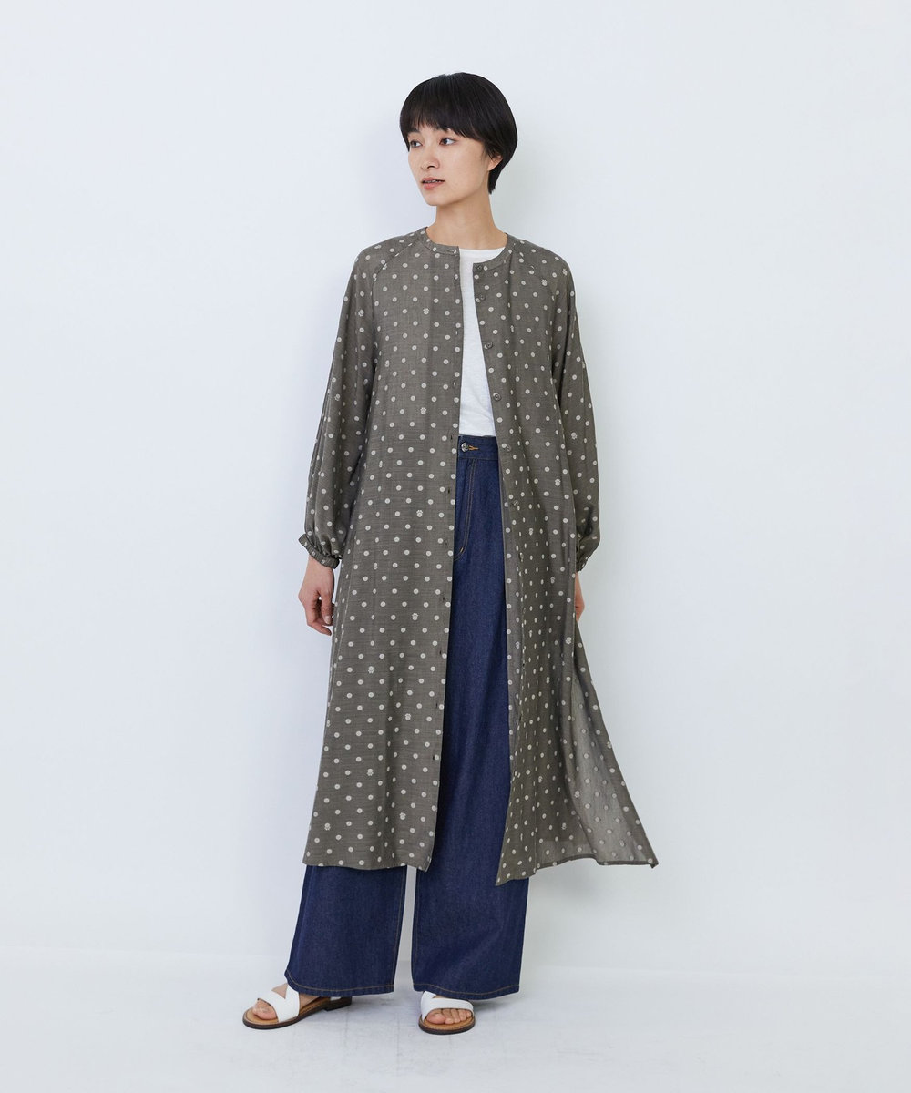 LOISIR 【MTサイズ有り】綿麻ライトデニムワイドパンツ インディゴブルー