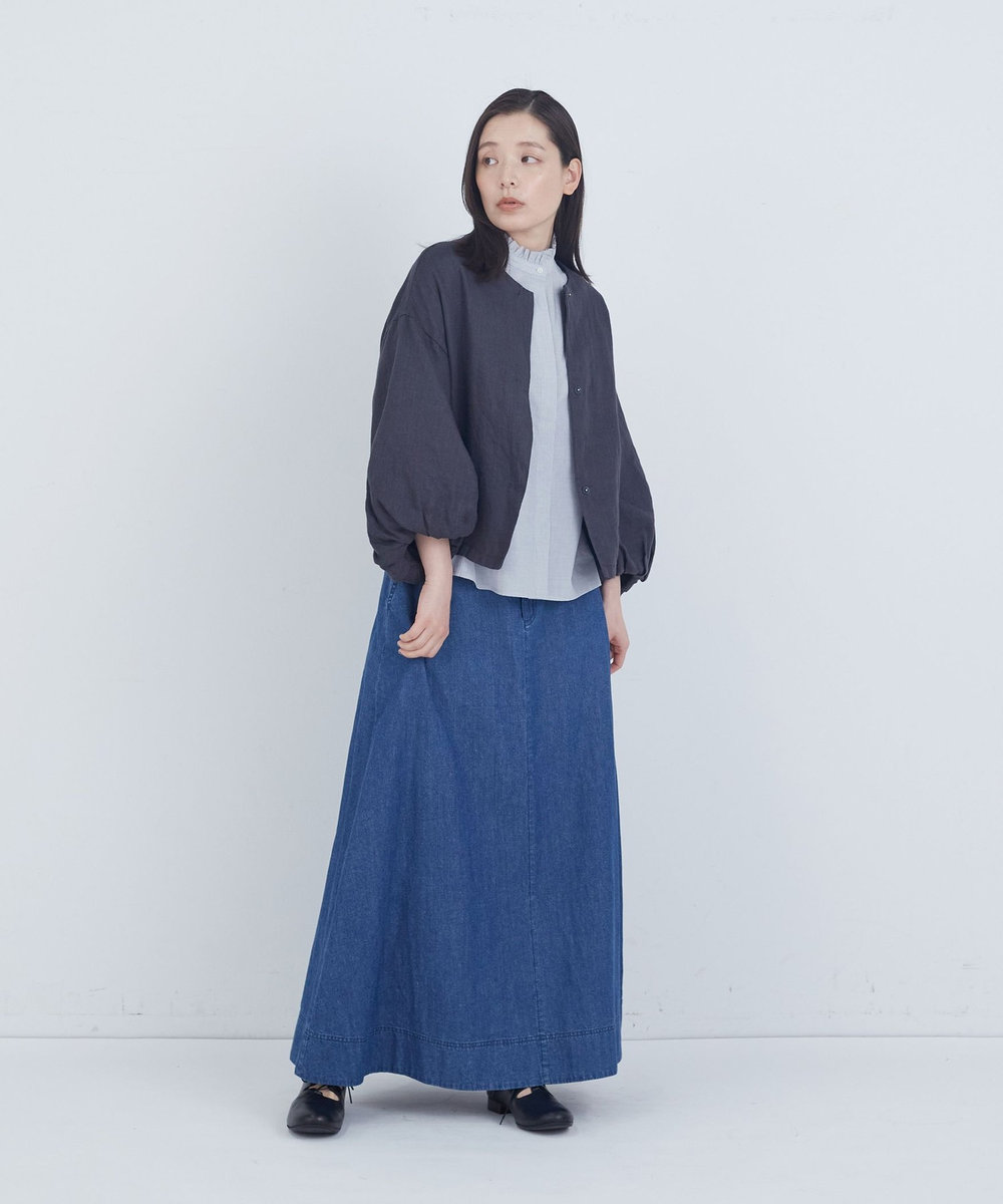 ADIEU TRISTESSE リネンボリュームスリーブジャケット チャコールグレー