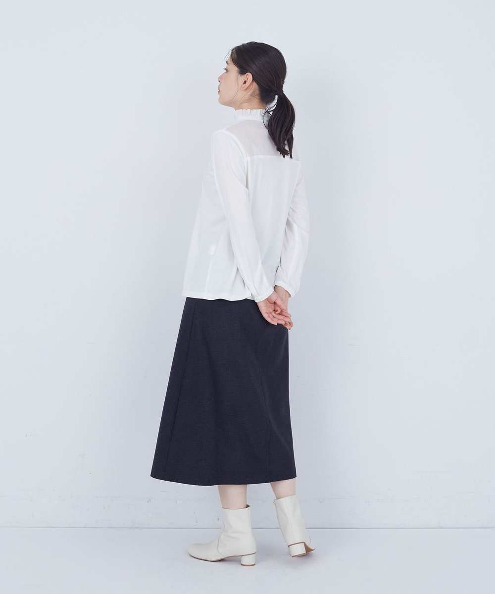ADIEU TRISTESSE 綿チュール×カットソーブラウス オフホワイト