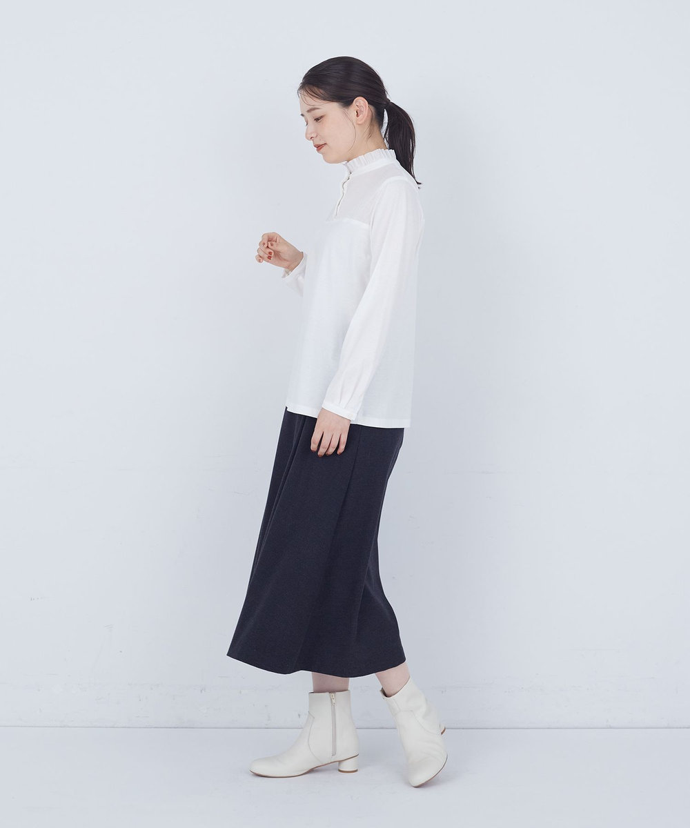 ADIEU TRISTESSE 綿チュール×カットソーブラウス オフホワイト