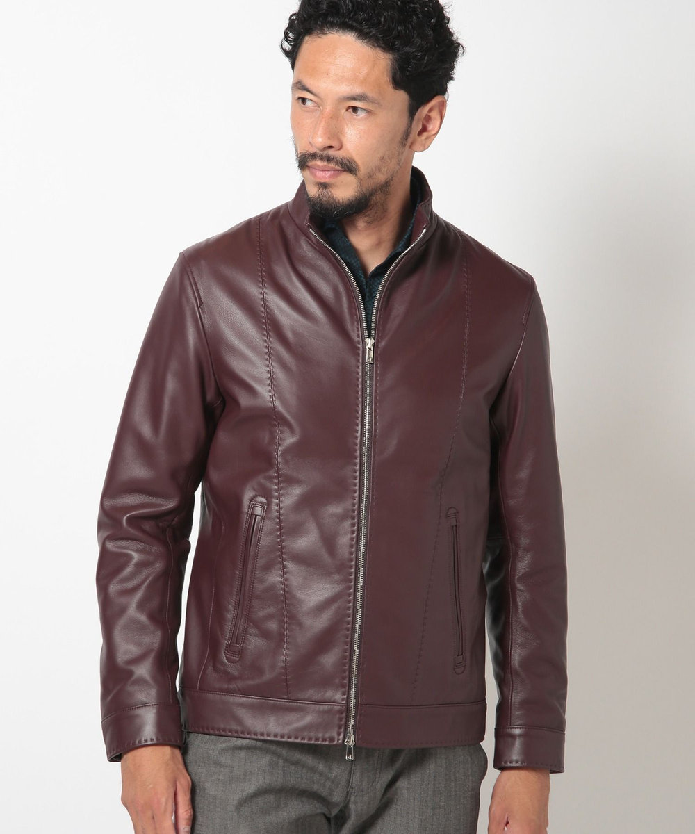 MEN'S BIGI クロームタンニングレザージャケット ボルドー
