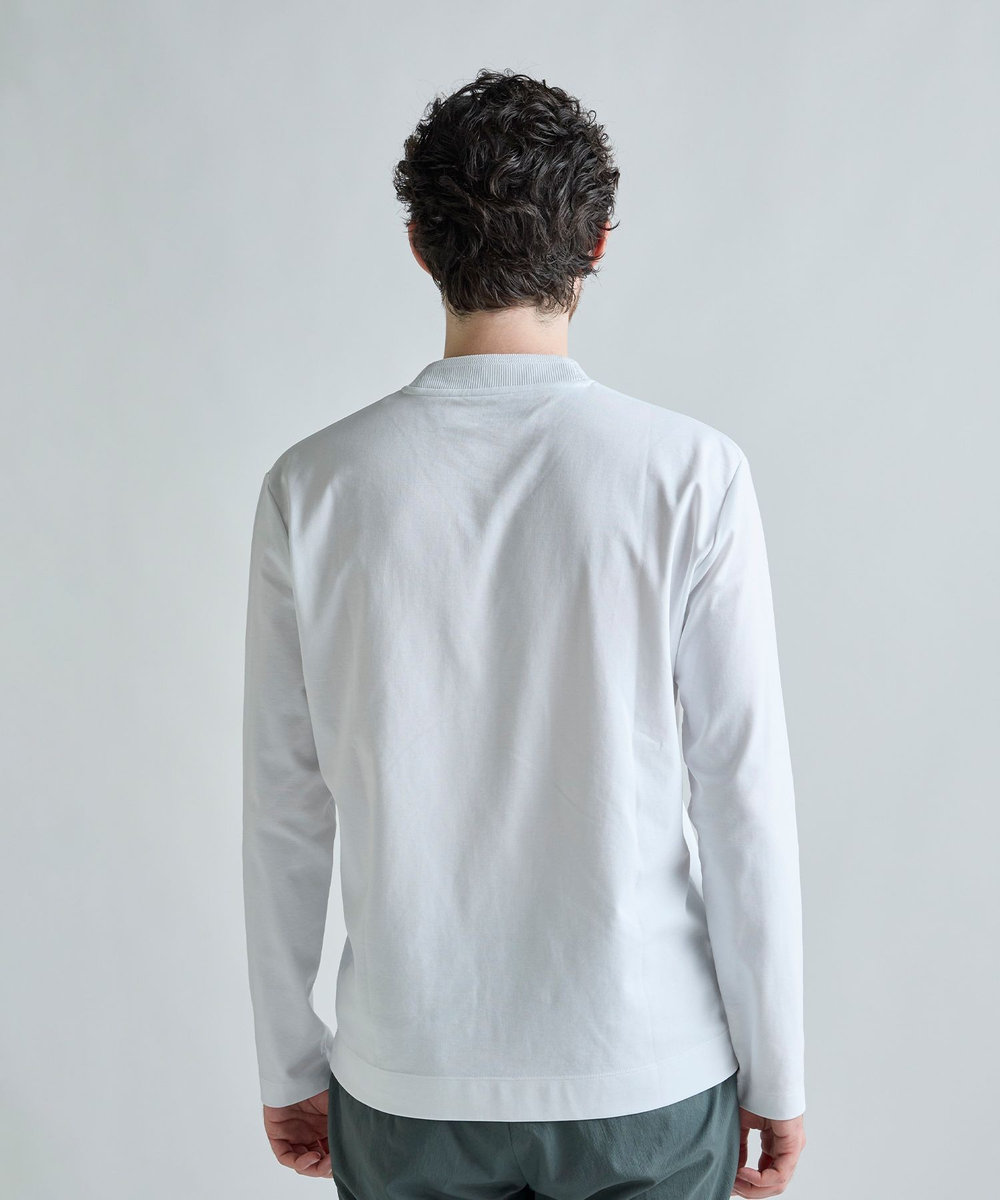 MEN'S BIGI アクティブテーラー シルケットスムース VネックロングTシャツ［シルケット加工/抗菌防臭/帯電防止］ ホワイト