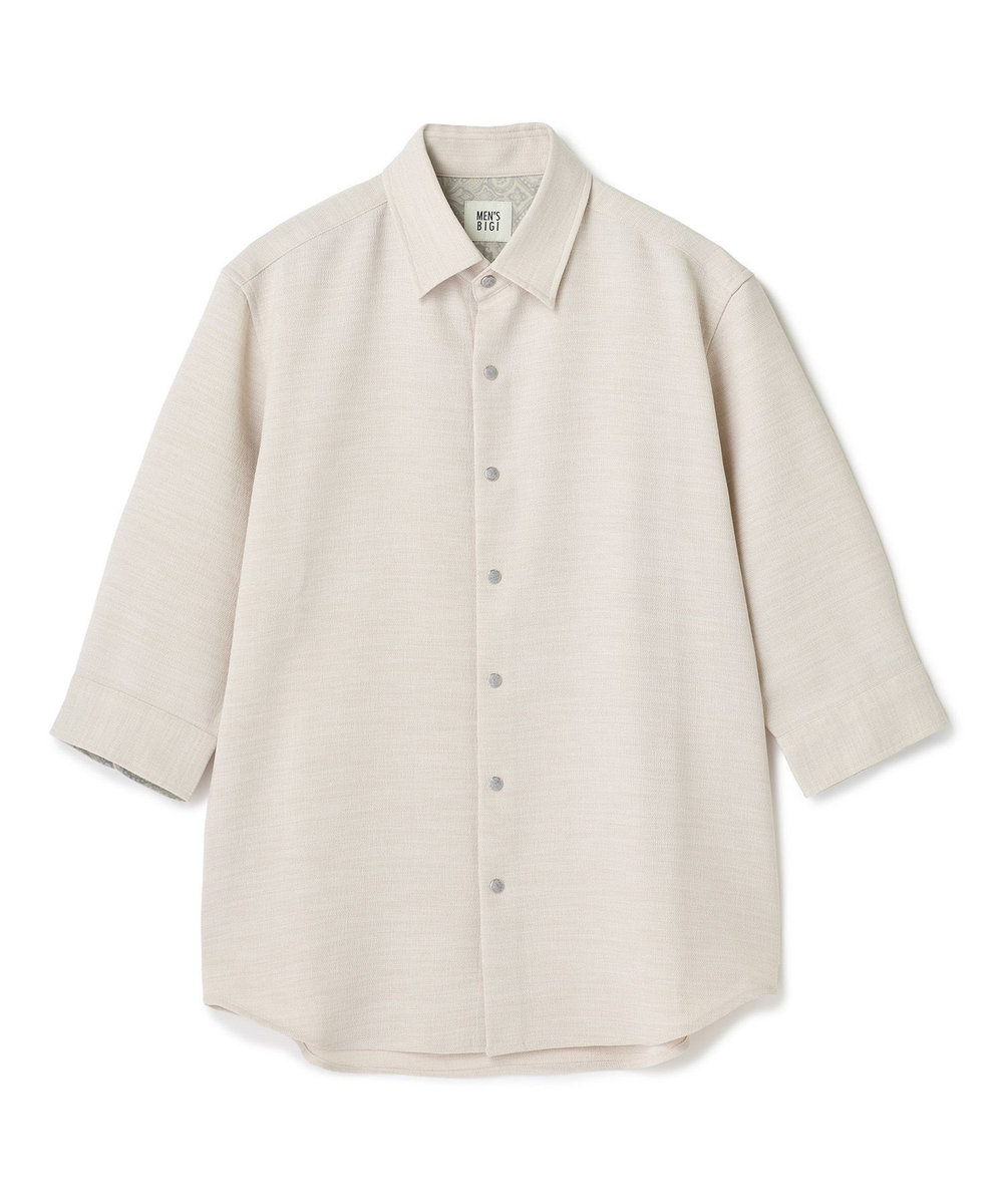 MEN'S BIGI 	ブッチャー七分袖シャツ＜ストレッチ/イージーケア/吸汗性/通気性＞ ベージュ