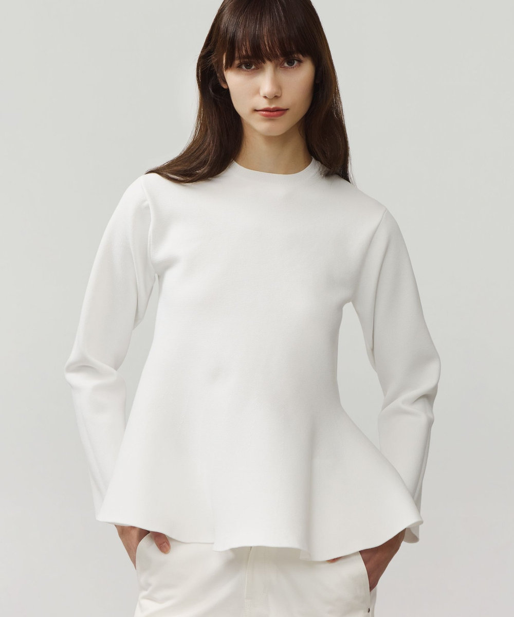 DÉPAREILLÉ POLYESTER JERSEY FLARE TOPS / ポリエステルジャージーフレアトップス オフホワイト