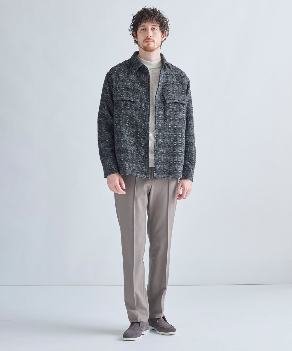 MEN'S BIGI 総裏ツイード CPOシャツアウター チャコールグレー